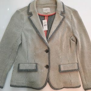 Ann Taylor Loft Striped Jacket, White/Grey, S, NWT